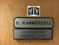 Insignia of Nazi Obergruppenführer on Derek Kammerzell's office door